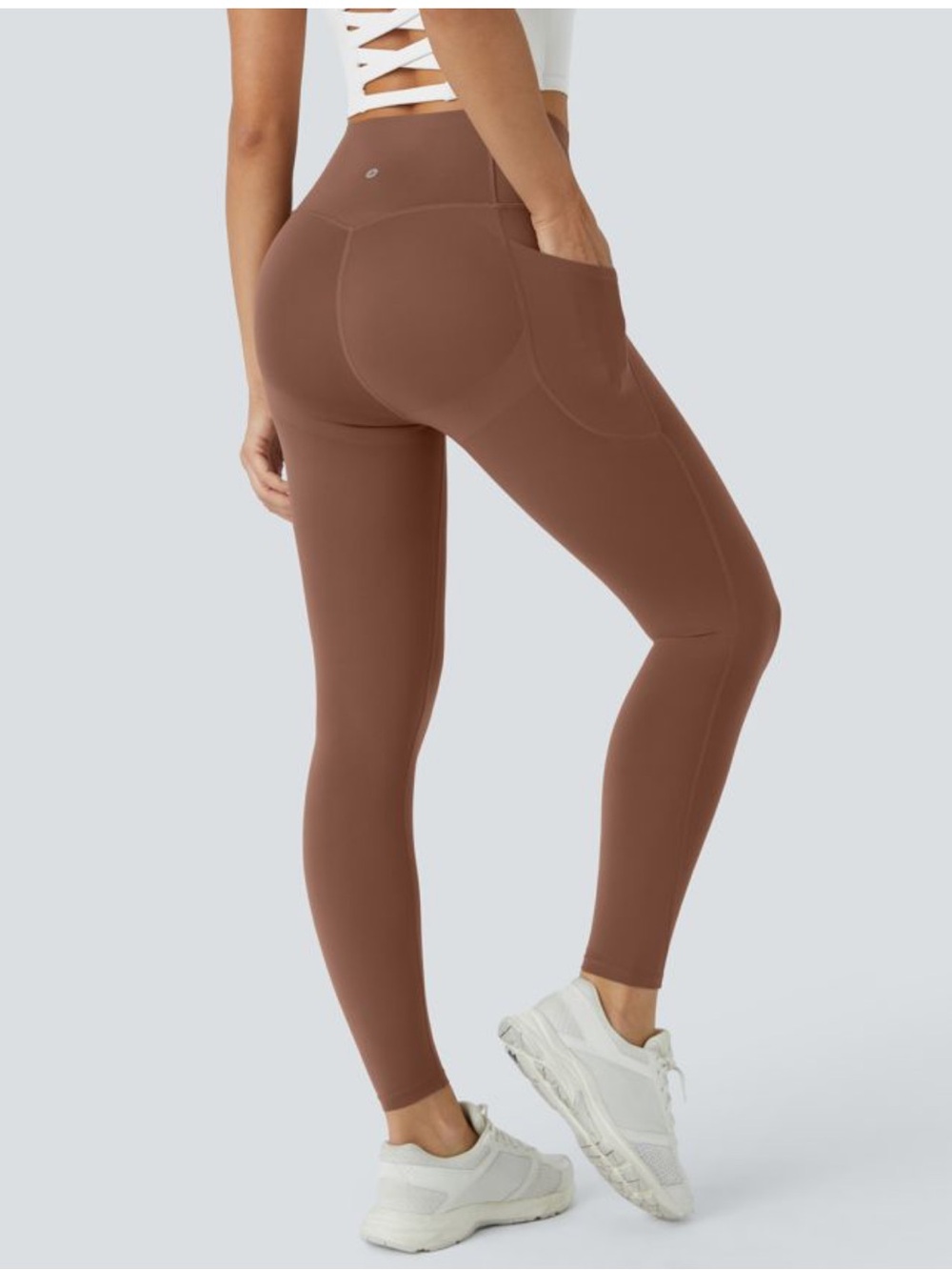 HALARA UltraSculpt Brown High-Waist leggings with  side Pocket 7/8 Length